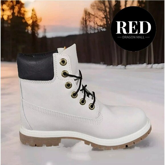 Timberland Premium 6" Light Grey Waterproof Ankle Boots Shoes - Women's Size 7 - Picture 15 of 16